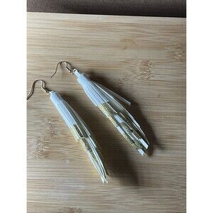 Plunder Design - Heidi Shay White Gold Suede Tassel Earrings